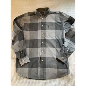 Ben Sherman Men's Large Grey Plaid Button-Down Shirt,‎ Long Sleeve